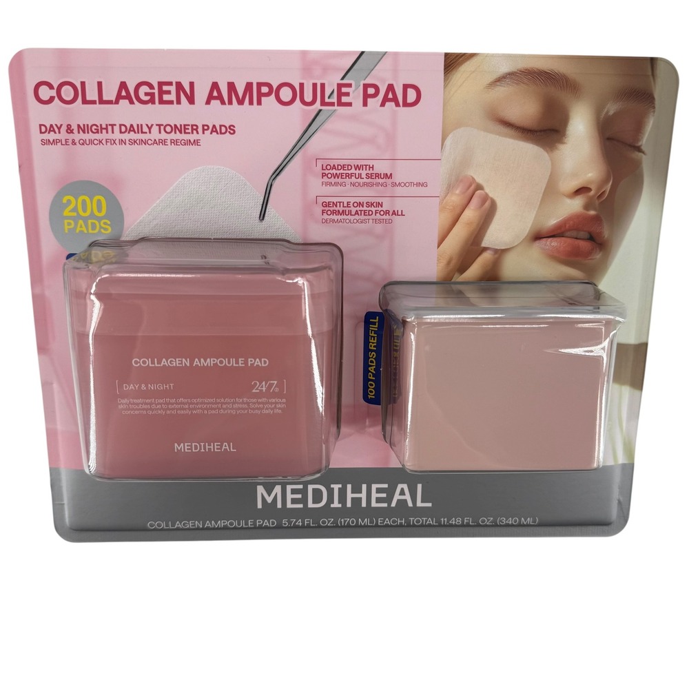 Mediheal‎ Collagen Ampoule Pads 200 Count Set Firming Toner Pads K-Beauty NEW